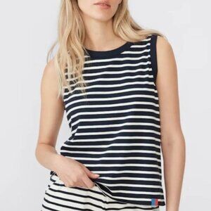 Kule The Tank Striped Sleeveless Top in Navy Cream Casual Nautical Size Small